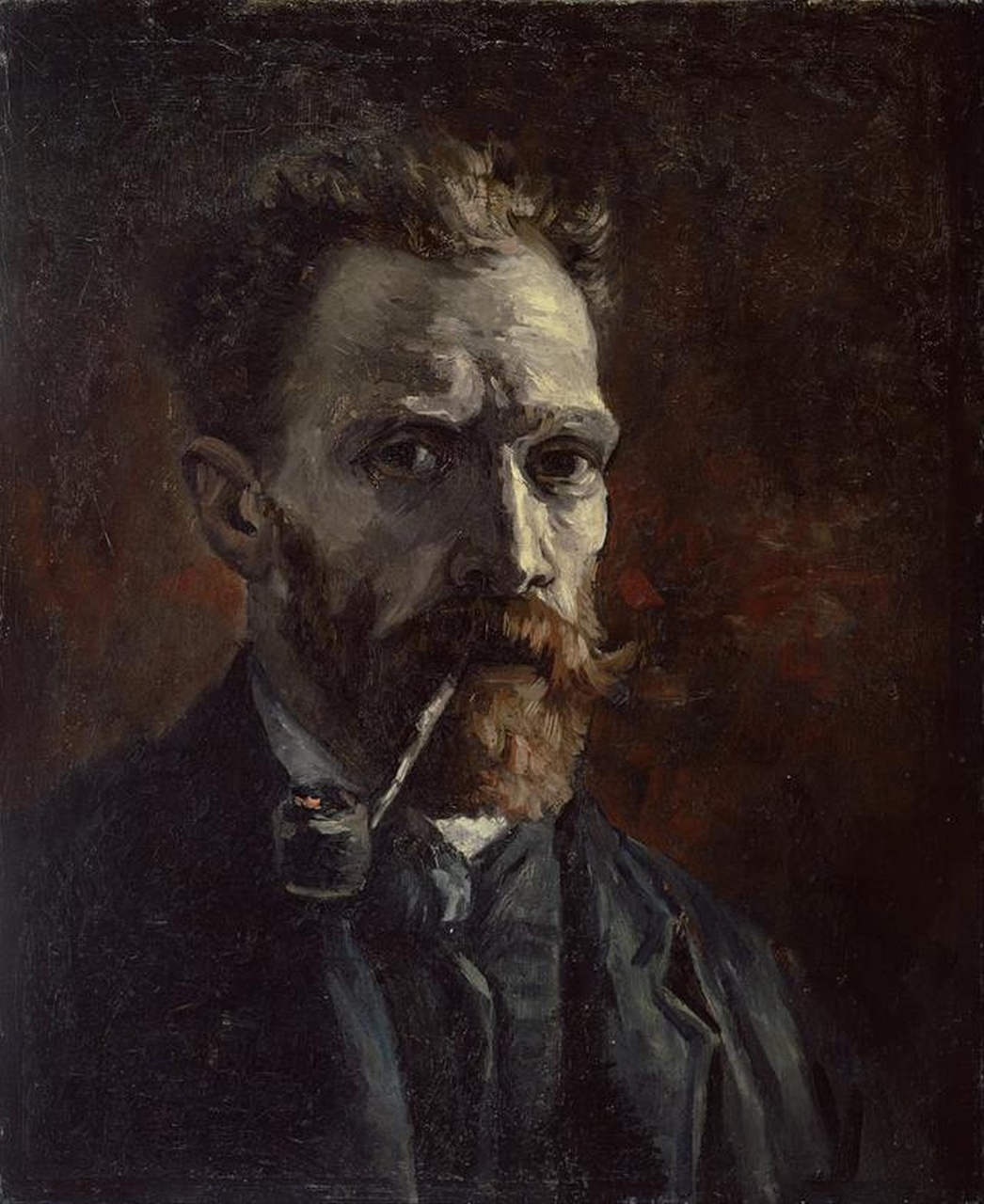 叼煙斗的自畫像
創作日期：1886年9月-1886年11月（藏於：荷蘭阿姆斯特丹梵高博物館）。
