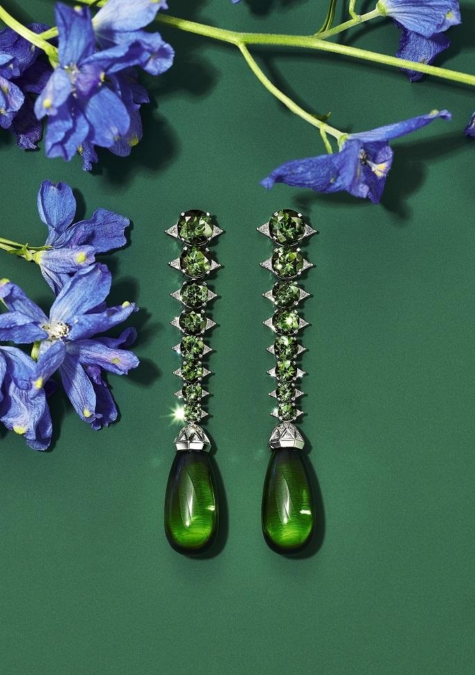 Tiffany & Co. Blue Book Botanica Thistle Green tourmaline earrings