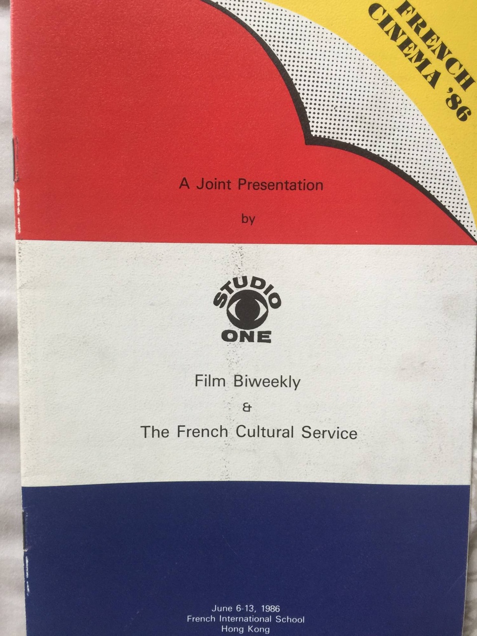 《法國電影節1986》很特別,在法國國際學校舉行,第一影室、電影雙周、法國領事館文化部聯合舉辦。