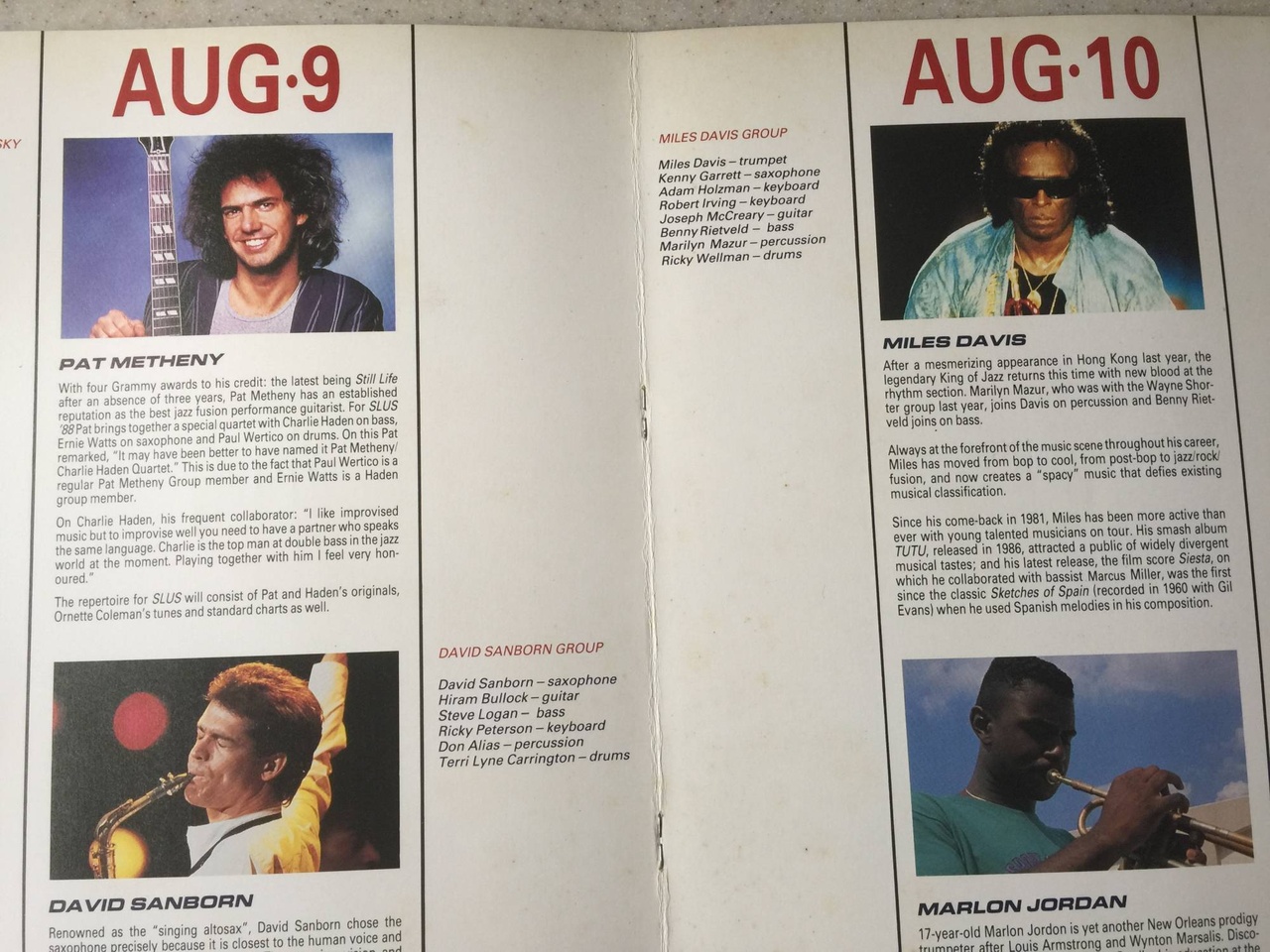 1988年香港《Mild Seven Live Under the Sky》陣容鼎盛，Miles Davis樂團有來到。