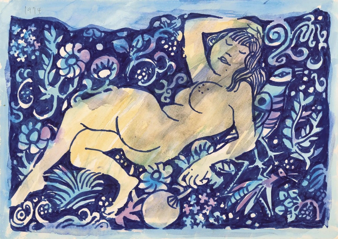 側躺裸女 (1974)
水彩紙本
23.8 x 33.8 cm
