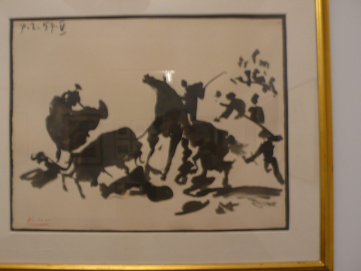 西班牙畫家擅長畫鬥牛，畢卡索似用毛筆來畫。在這個題材，他勝過中國水墨畫家。