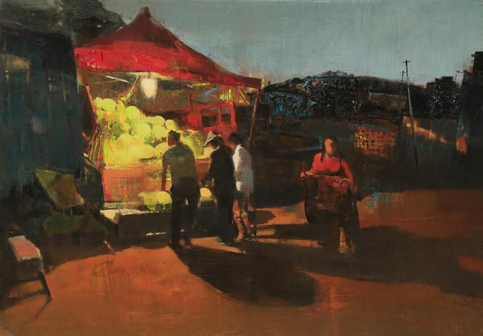 丁志青
西瓜車販
布面油画
70×100cm
2019