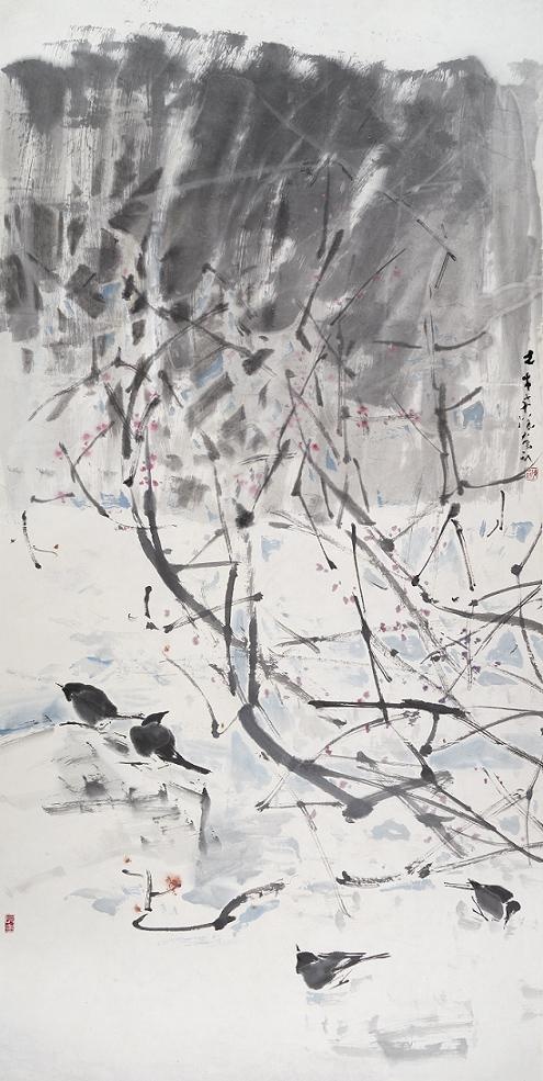 陳文希（CHEN WEN HSI, 1906-1991）
《喜鵲鬧梅》( Magpies and Plum Blossoms )，約1975年作
估價：7-17萬港元
成交價 HK$ 340,000 包括傭金
