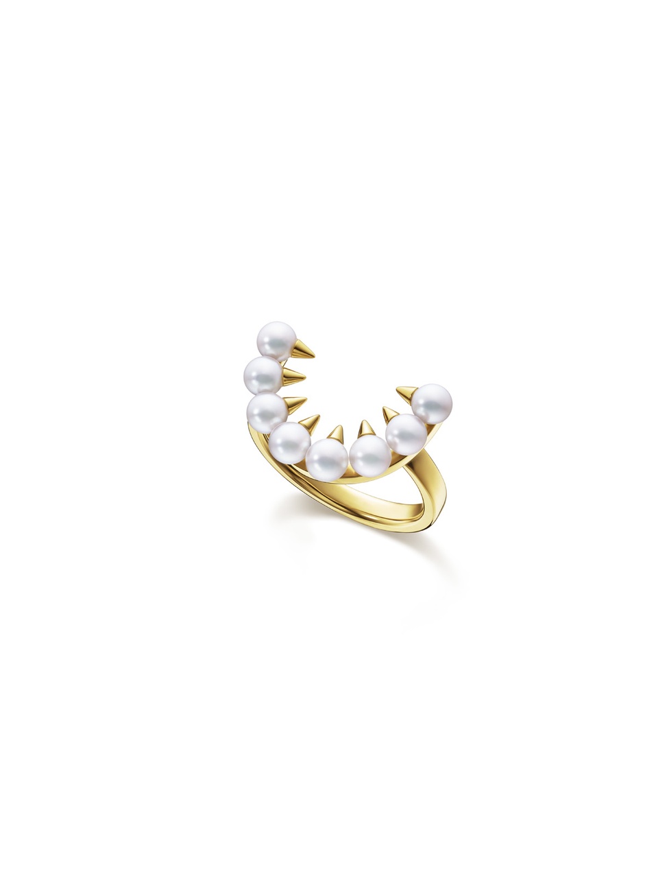 danger野性系列戒指，18K黃金、阿古屋珍珠。