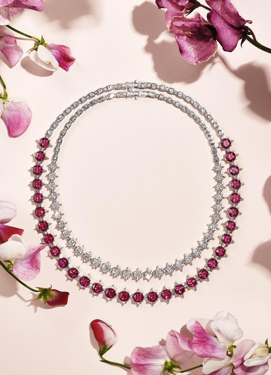 Tiffany & Co. Blue Book Botanic Thistle rubellite and diamonds necklace