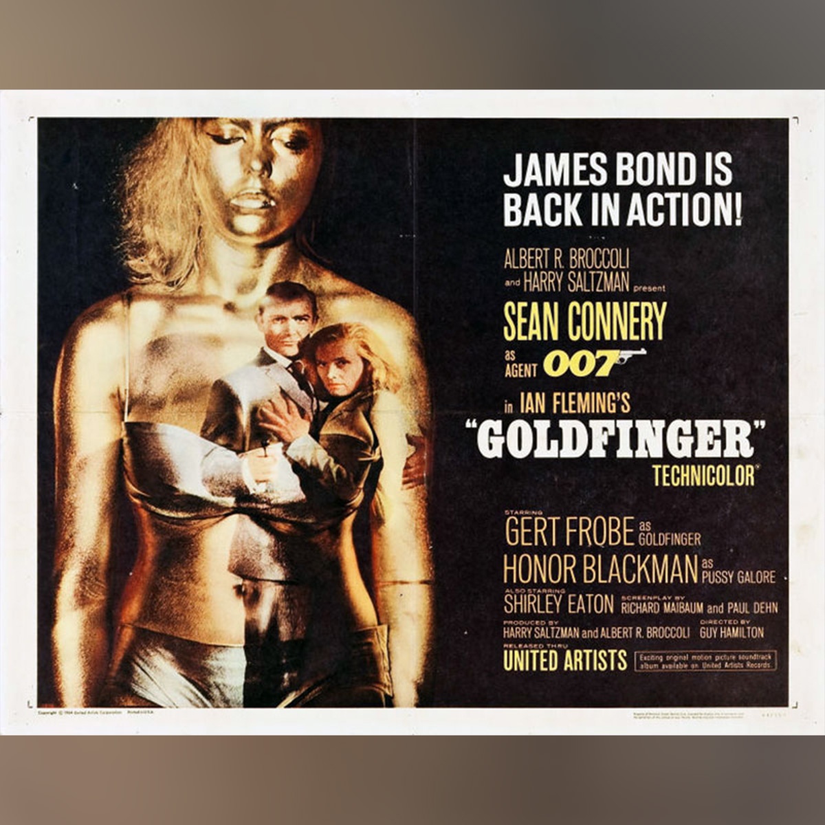 黃金除了是足以避險的投資工具外，其對流行文化亦影響深遠，就連傳奇的占士邦電影亦不乏有將黃金作為創意靈感的作品。圖為《鐵金剛大戰金手指》（Goldfinger, 1964）電影海報。