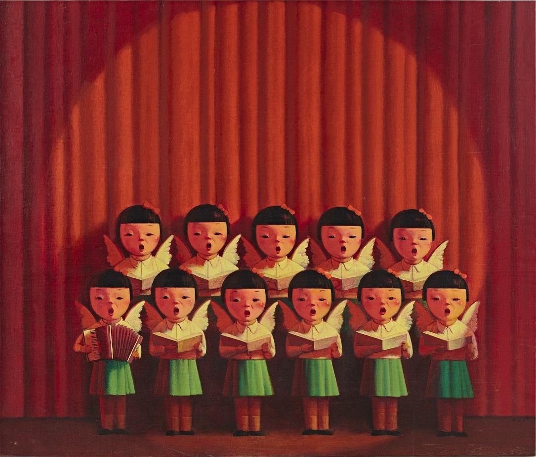 富藝斯香港本季「二十世紀及當代藝術」晚間拍賣所呈現的《天使合唱團 (紅)》以近2千8百萬港元成交。