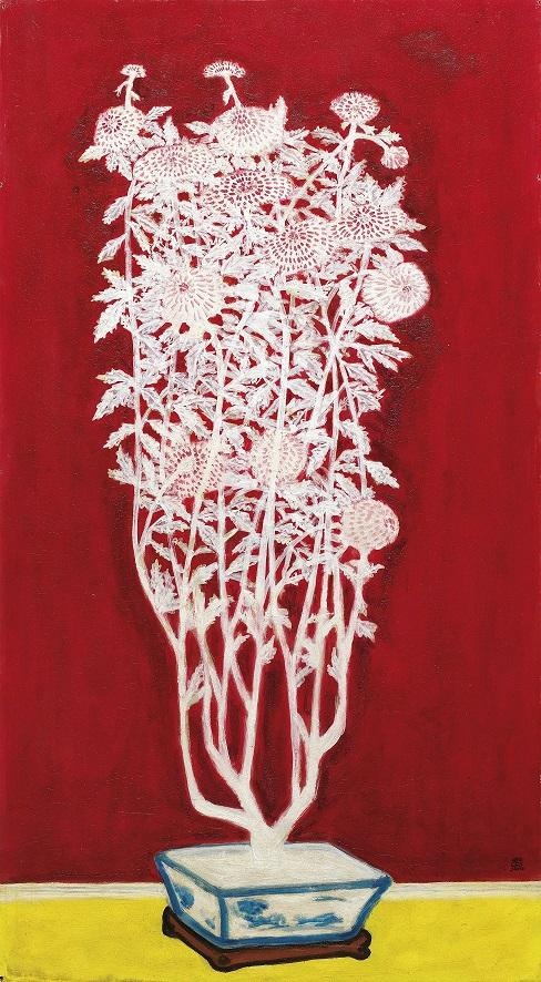 《青花盆中盛開的菊花》以港元191,620,000港元成交,創下藝術家靜物主題作品的拍賣紀錄。此鉅作被歸類為常玉「紅底青花盆」花卉系列,為藝術家晚期創作,數量屈指可數,彌足珍貴。