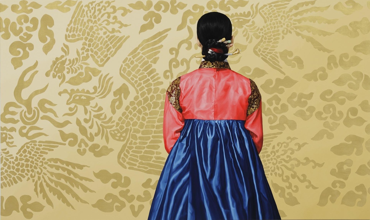 Jeong Myoung Jo ,The Paradox of Beauty #13-01,2013,Acrylic and oil on canvas,97 × 162 cm。