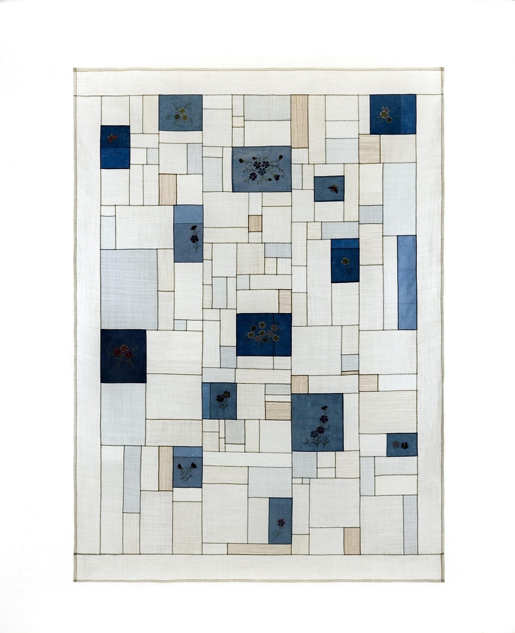 Kim Kyeonghee,Summer Day,2014,Embroidered Patchwork,184 x 133 cm。